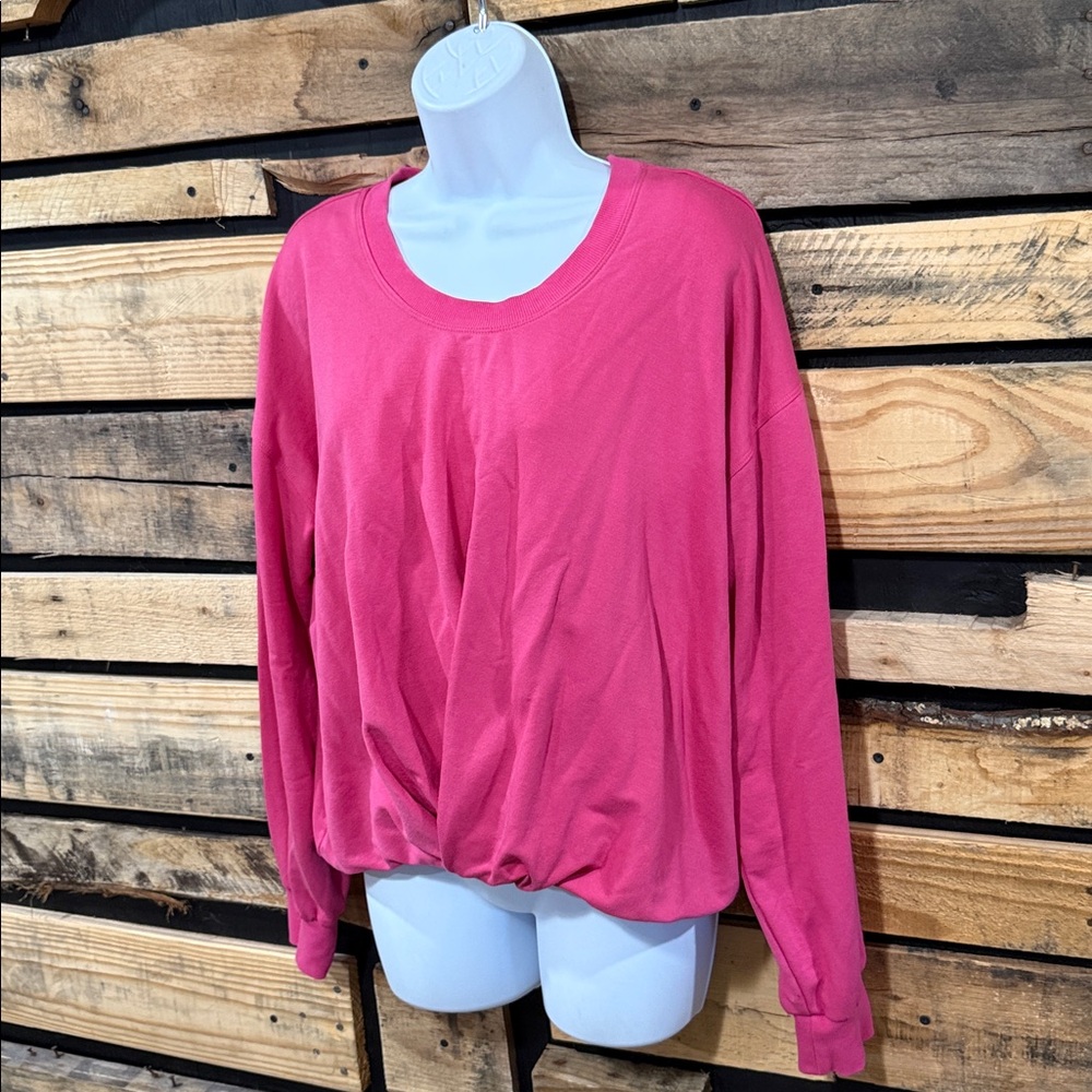 Maeve Anthropologie Sweatshirt SZ Large Twist-Front Crewneck Pink‎ OB1628935 - Picture 2 of 7